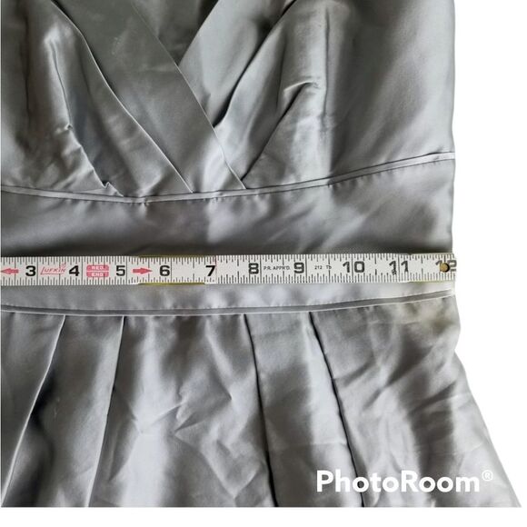 Formal Strapless Silver & Black Ombre Cocktail Silk Prom Dance Evening Dress - Picture 10 of 14